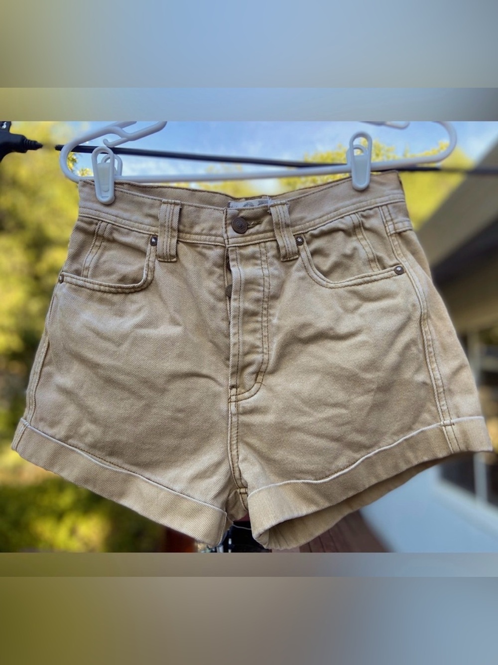 Free People Setting With the Sun High Waist Denim Shorts
